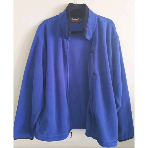 Timberland Fleece Jacket Men's 2XL Blue Black Trim Full Zip Front Athleisure - Picture 8 of 10